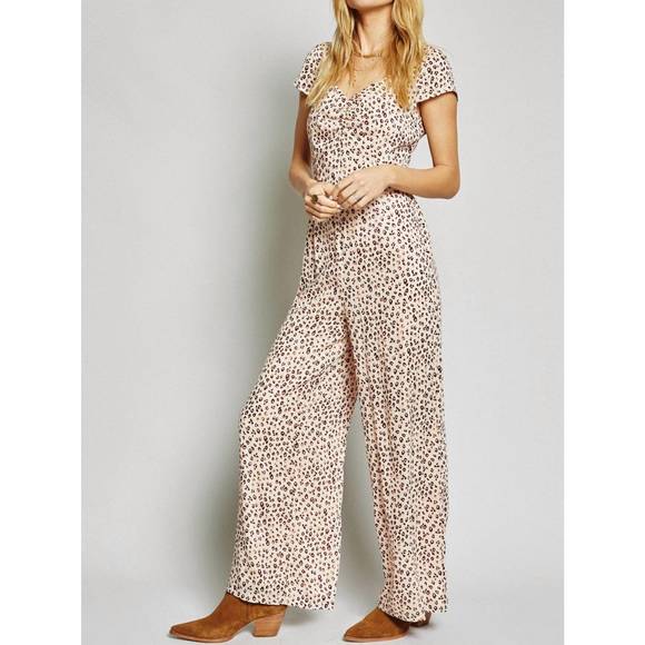 NEW SAGE THE LABEL rebel heart jumpsuit in mauve leopard print - Picture 2 of 3